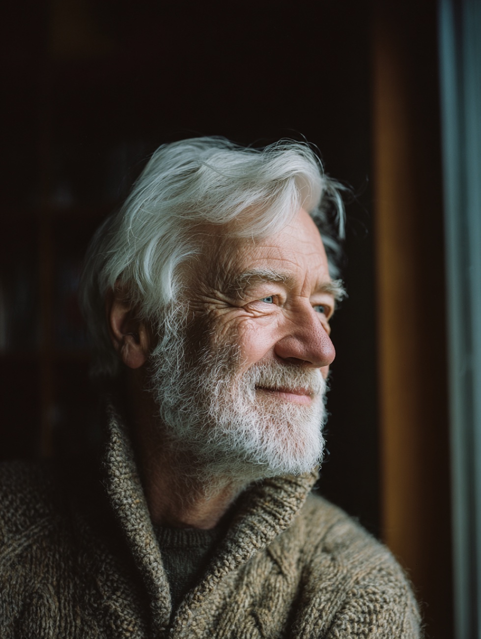 An older man at home, photographed for a sample memoir.