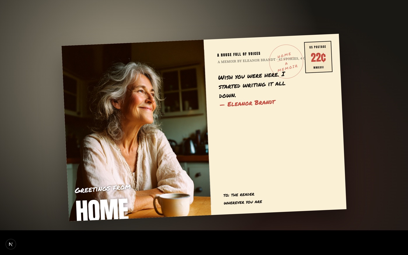 The Postcard theme: a published memoir cover.